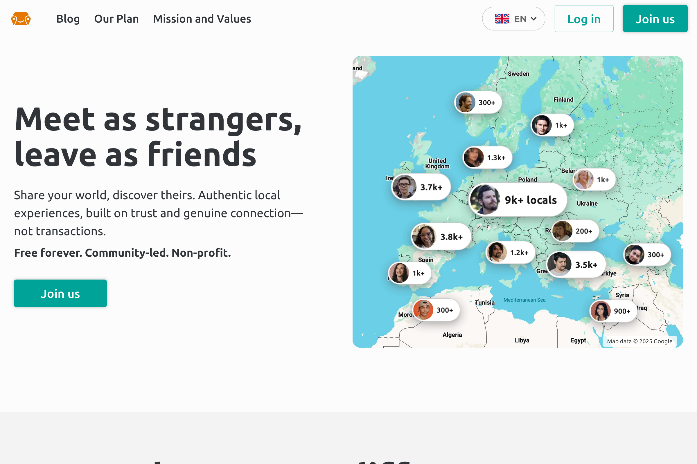 Screenshot of the redesigned landing page