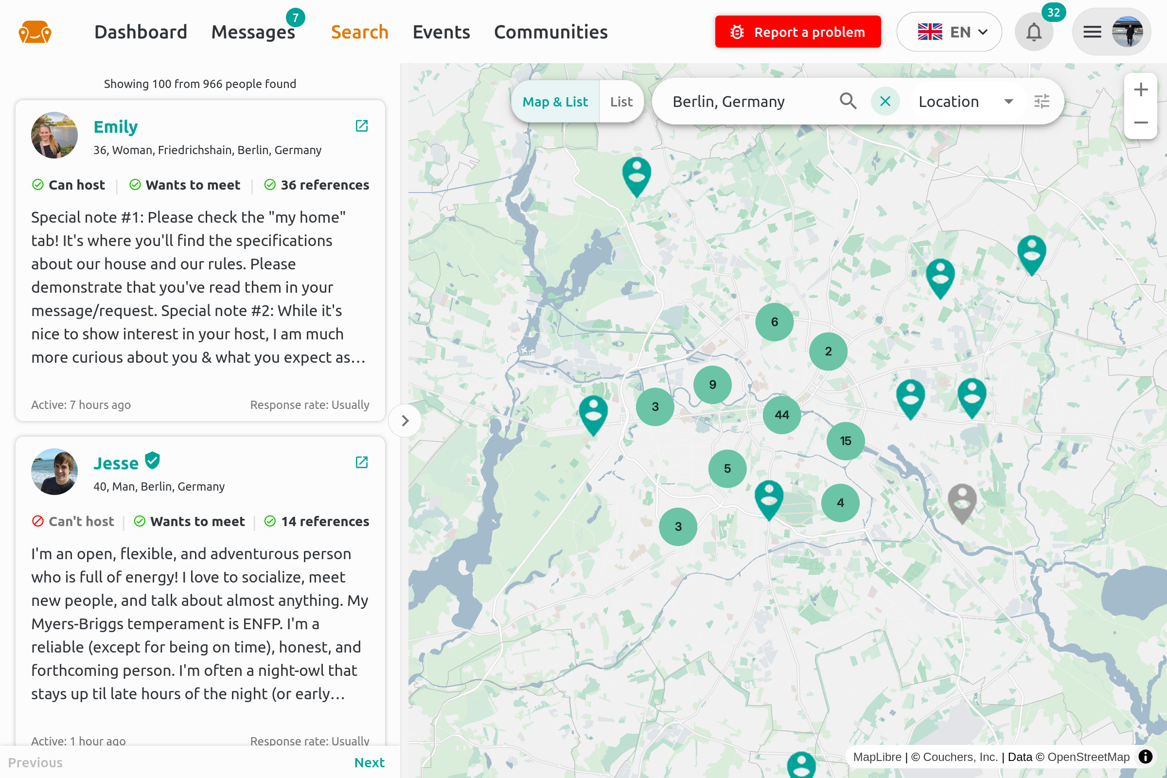 Screenshot of the new Map Search
