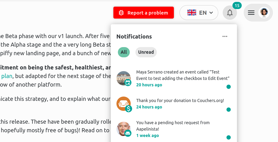 Screenshot of the notification tray