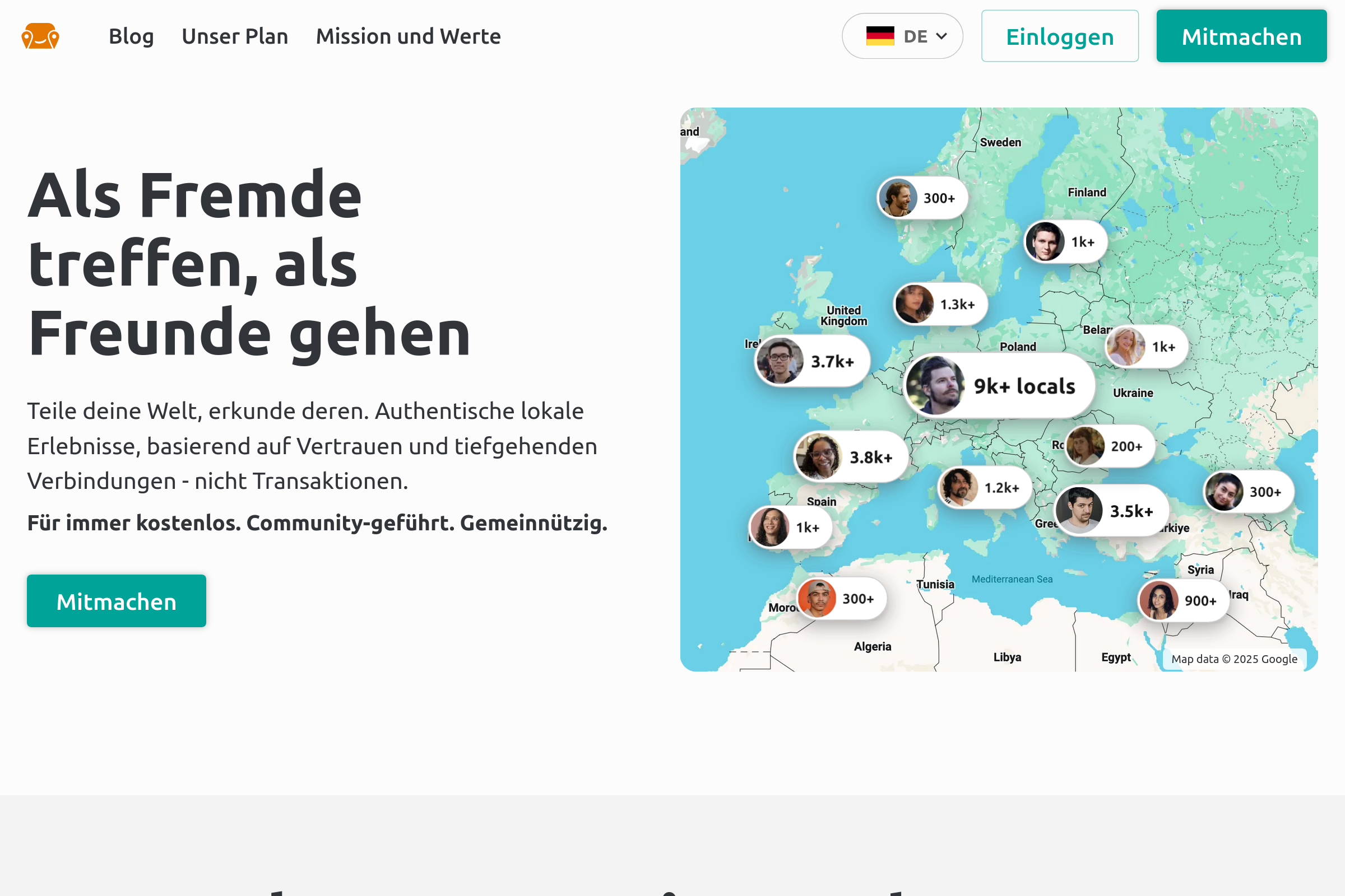 Screenshot of translation functionality with the platform in German