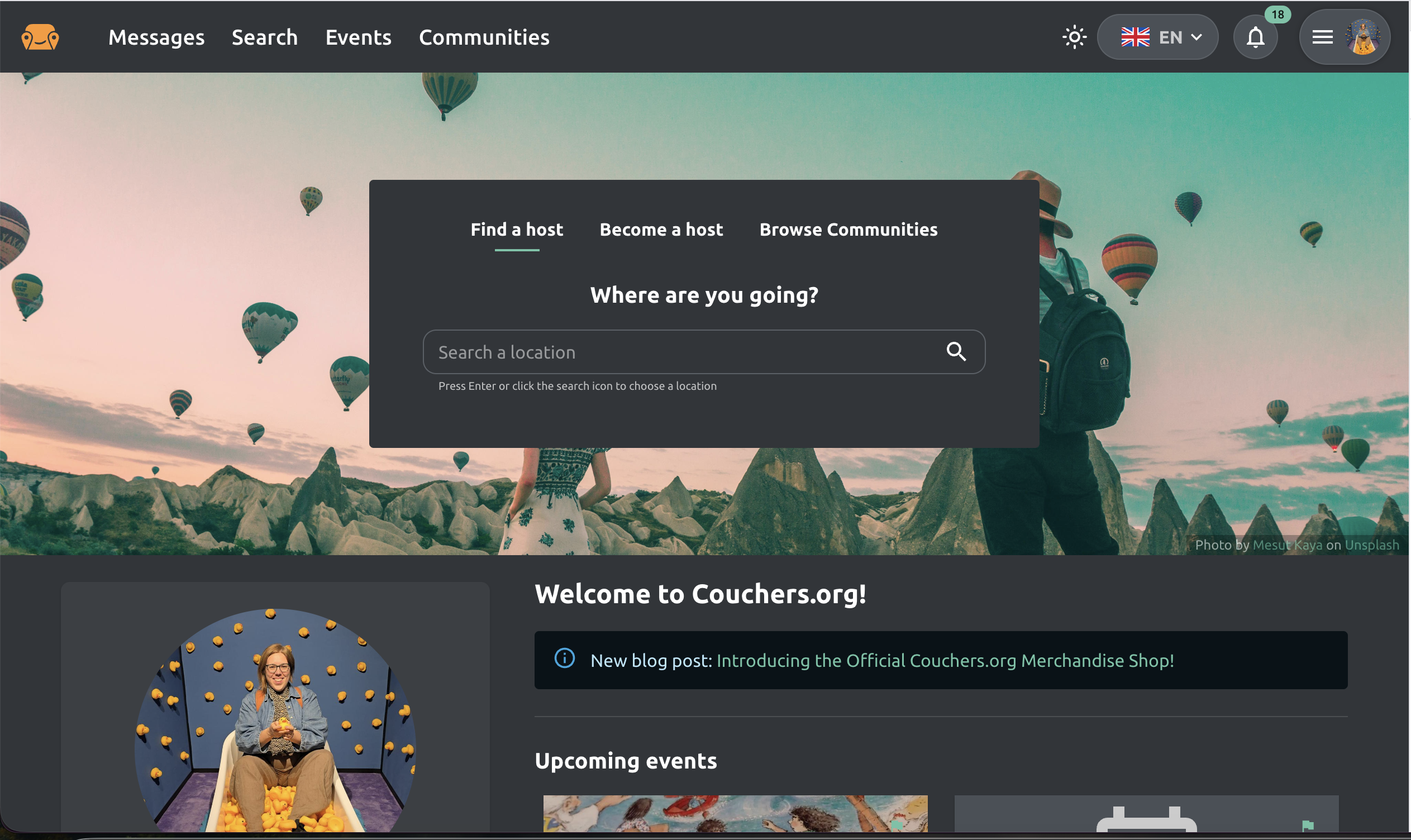 Screenshot of dark mode