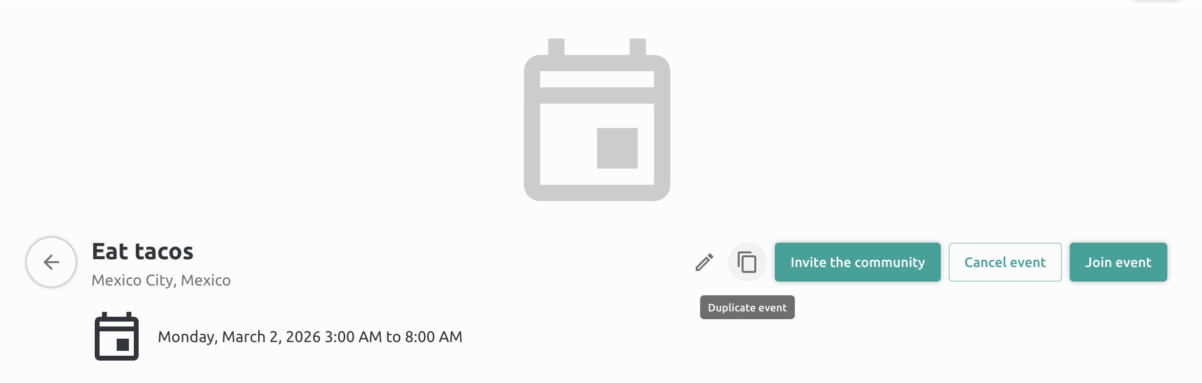 Screenshot of duplicate event