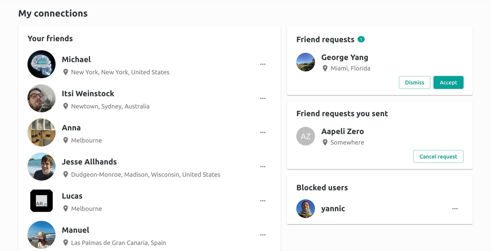 Redesigned connections page